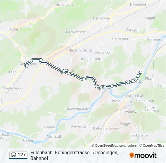 Plan de la ligne 127 de bus