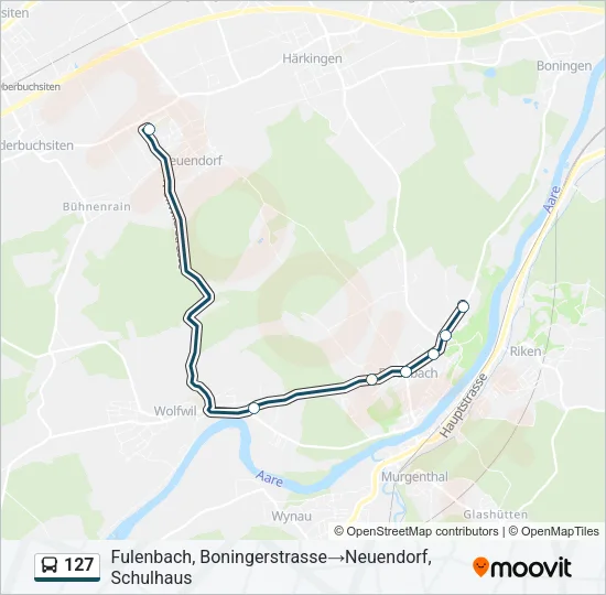 Plan de la ligne 127 de bus