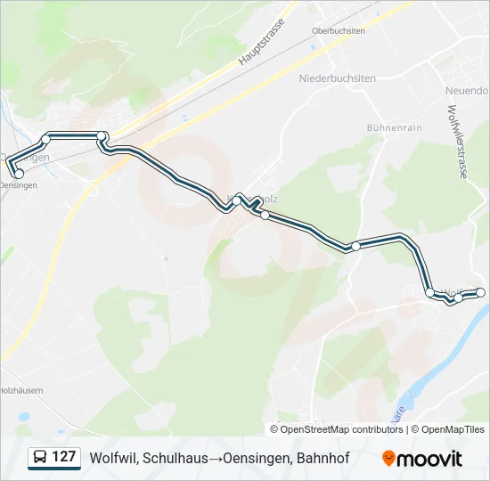 Plan de la ligne 127 de bus