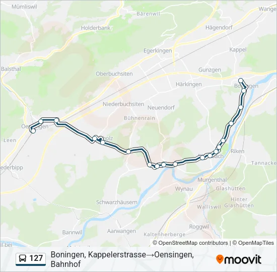 Plan de la ligne 127 de bus
