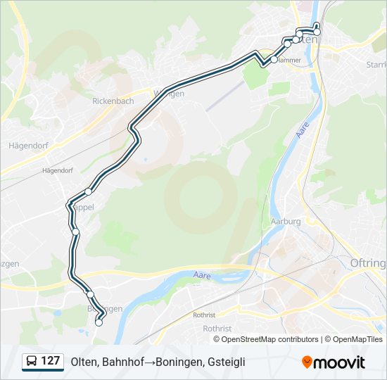 127 Bus Line Map