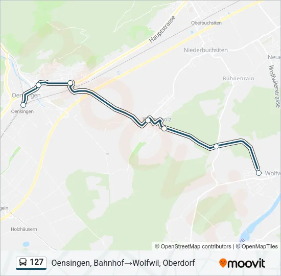 Plan de la ligne 127 de bus