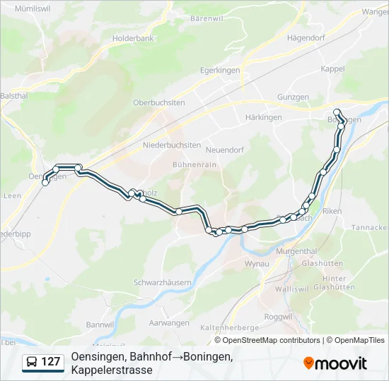 Plan de la ligne 127 de bus