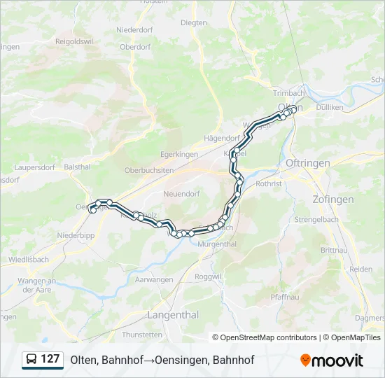 Plan de la ligne 127 de bus