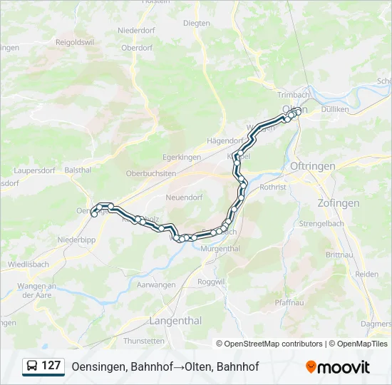 Plan de la ligne 127 de bus