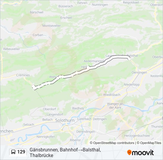 129 bus Line Map