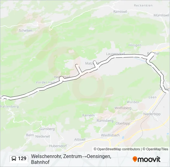 Plan de la ligne 129 de bus