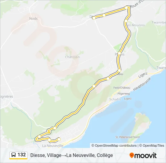 Plan de la ligne 132 de bus