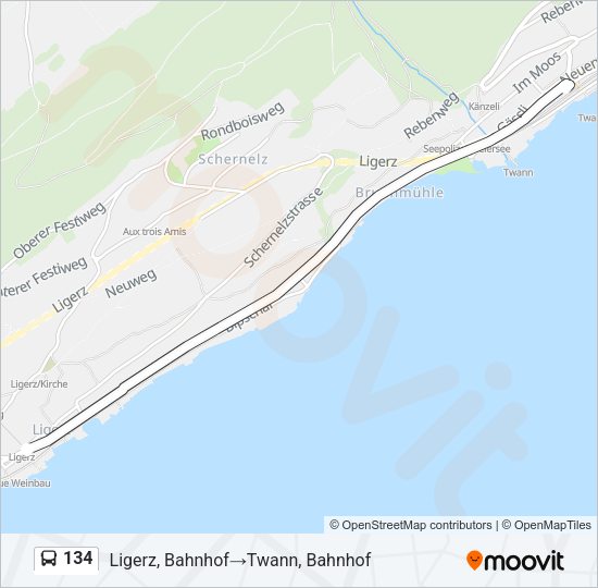 134 Bus Line Map