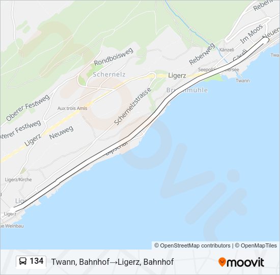 134 Bus Line Map