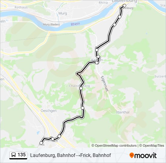 135 bus Line Map