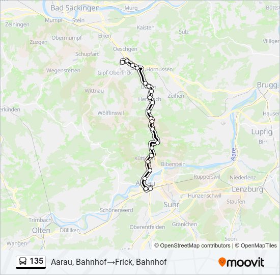 135 bus Line Map