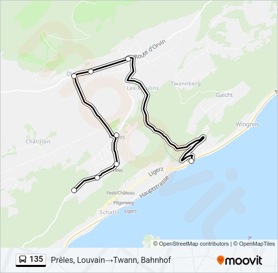 135 Bus Line Map