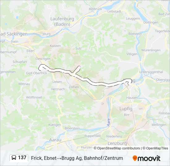 Plan de la ligne 137 de bus