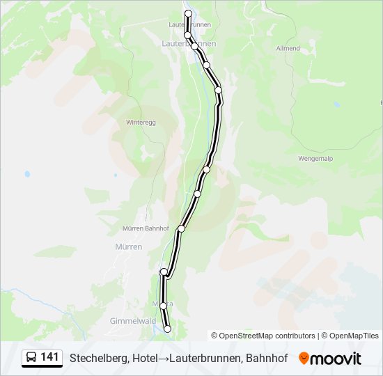 Plan de la ligne 141 de bus