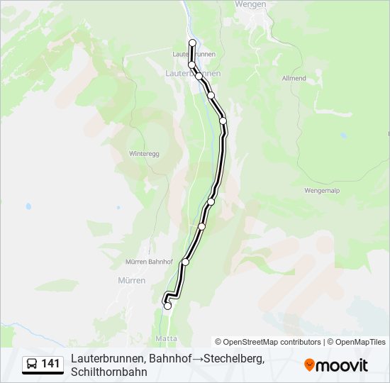 Plan de la ligne 141 de bus