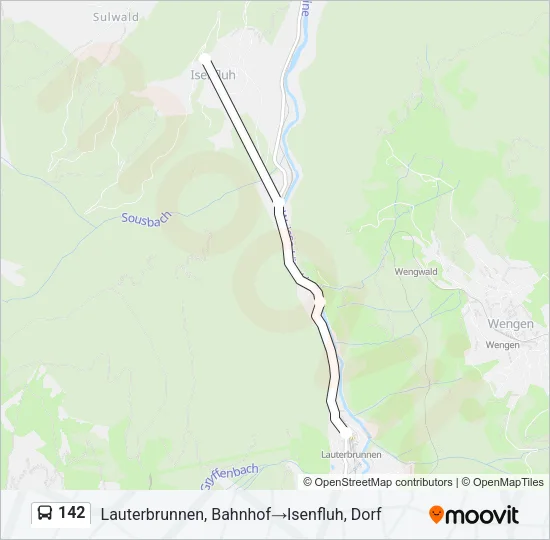 Plan de la ligne 142 de bus