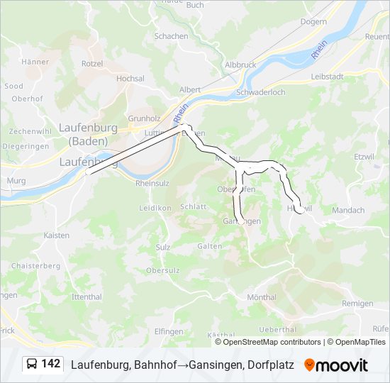 142 Route: Schedules, Stops & Maps - Laufenburg, Bahnhof‎→Gansingen ...