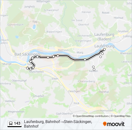 143 bus Line Map