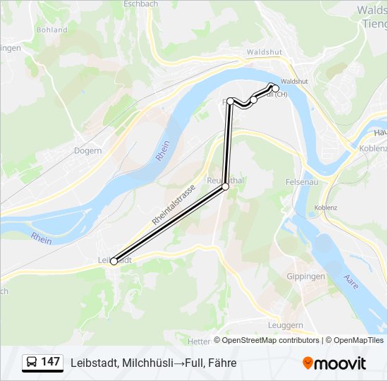 Plan de la ligne 147 de bus