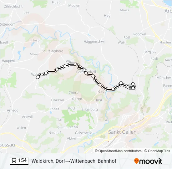 154 Bus Line Map