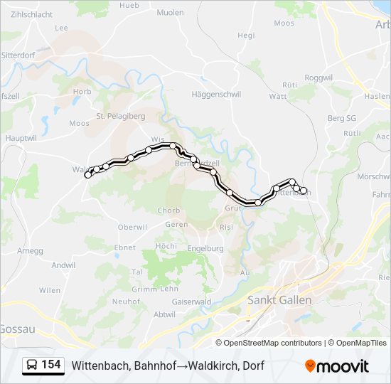 154 Bus Line Map