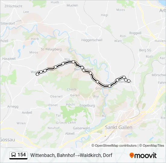 154 Bus Line Map