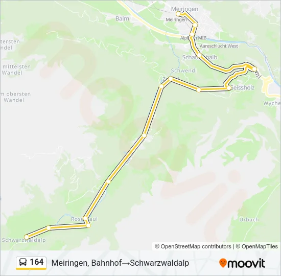 Plan de la ligne 164 de bus