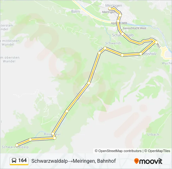 Plan de la ligne 164 de bus