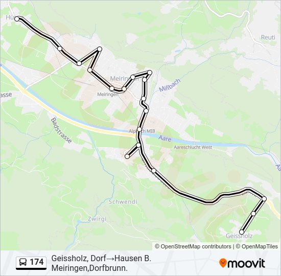 174 bus Line Map