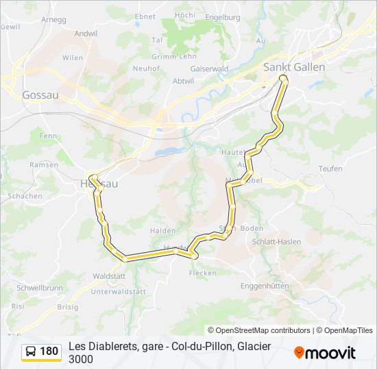 Plan de la ligne 180 de bus