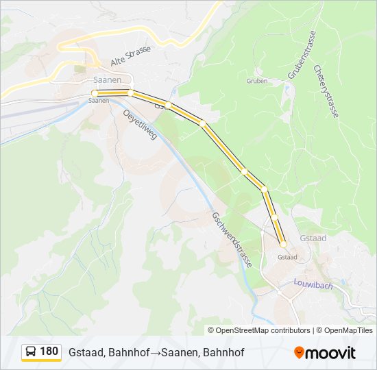 Plan de la ligne 180 de bus