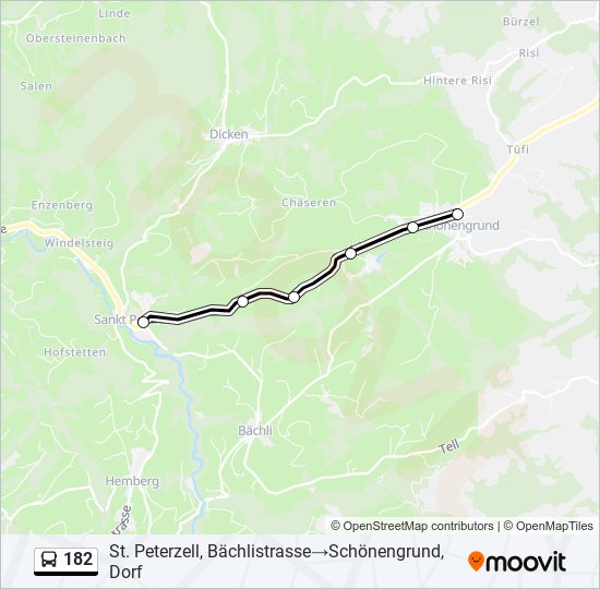 Plan de la ligne 182 de bus