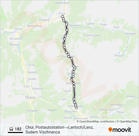 Plan de la ligne 182 de bus