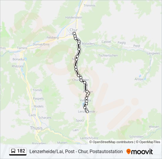 Plan de la ligne 182 de bus