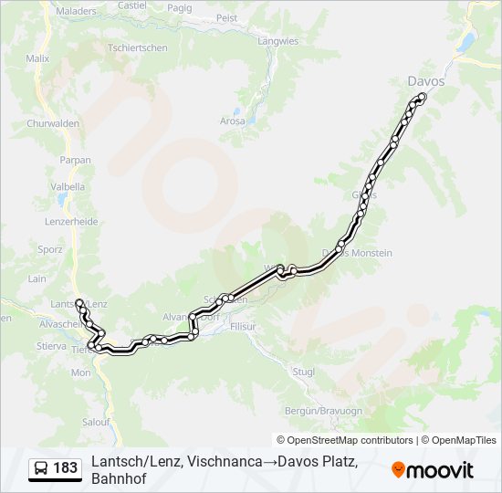 183 bus Line Map