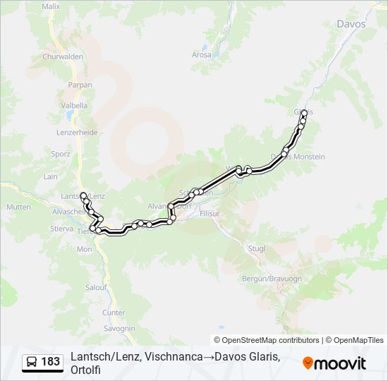 Plan de la ligne 183 de bus