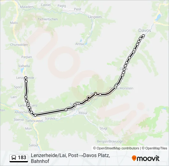 Plan de la ligne 183 de bus