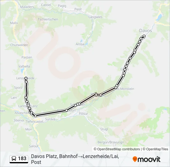 Plan de la ligne 183 de bus
