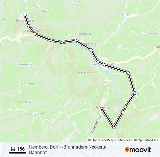 Plan de la ligne 186 de bus