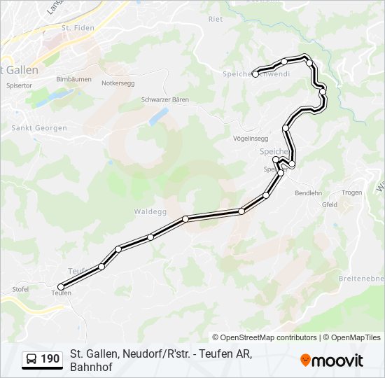 Plan de la ligne 190 de bus