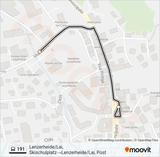 Plan de la ligne 191 de bus