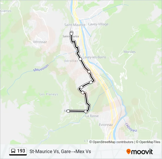 193 Bus Line Map
