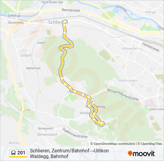 201 Bus Line Map