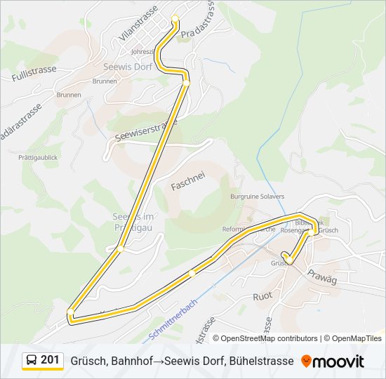 201 Bus Line Map