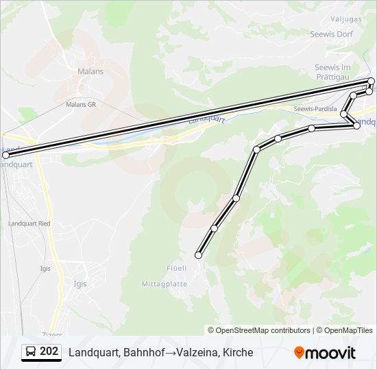 Buslinie 202 Karte