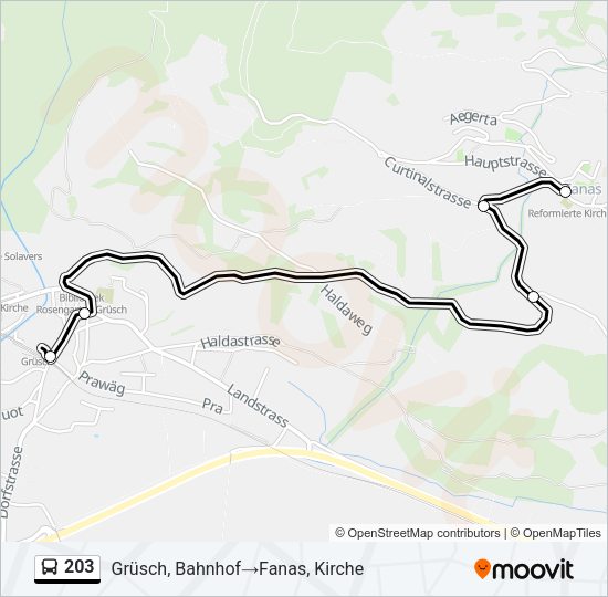 203 Bus Line Map