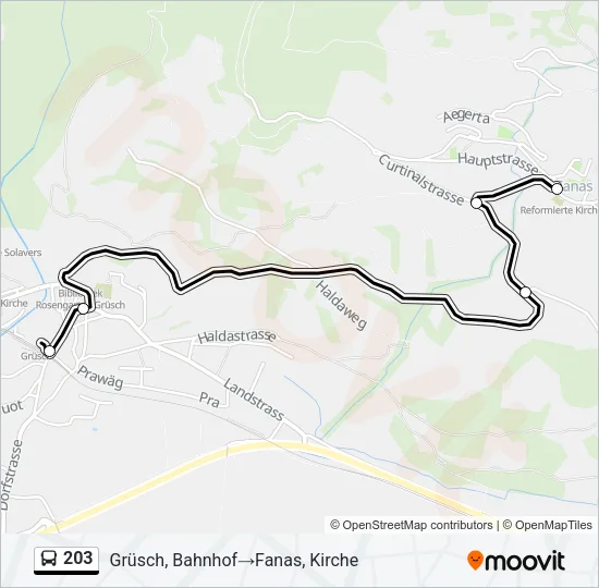 203 Bus Line Map