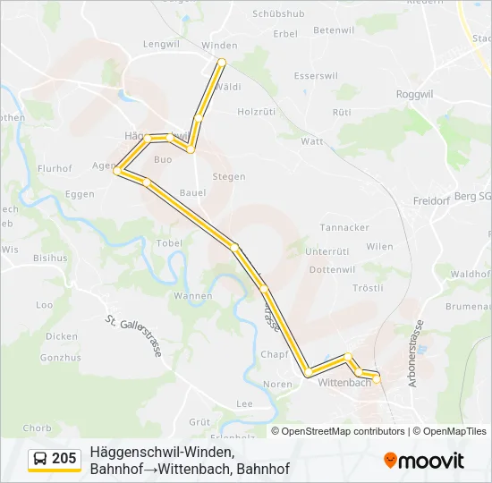 205 Bus Line Map
