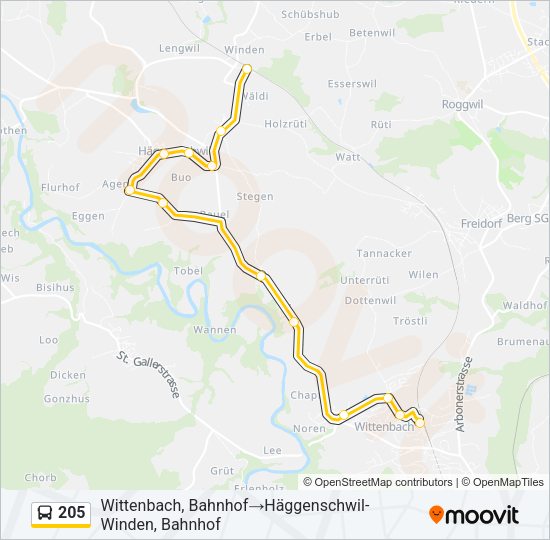 205 Bus Line Map